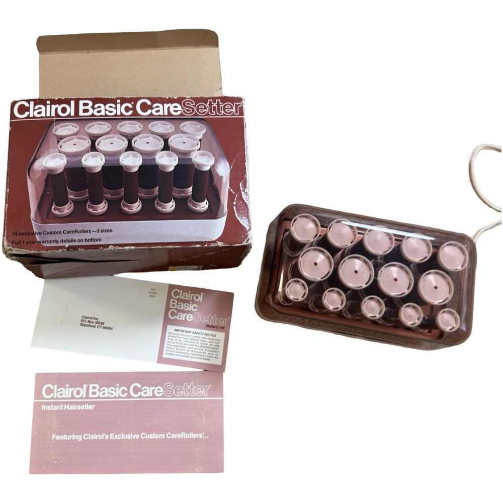 Vintage Clairol Basic Care Setter Hot‎ Rollers Model C-14F Denmark 1984 NO CLIPS